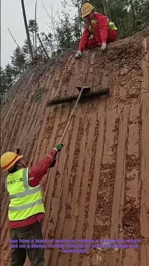 Slope Protection Net Installation for Landslide Prevention
