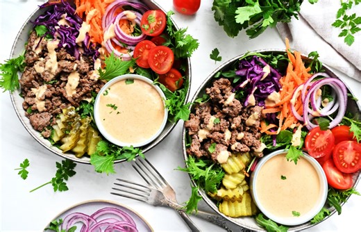 This is not a Takeout Burger Bowl! It's Better - with WOWSA sauce!
