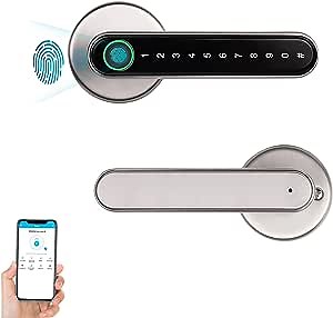 Amazon.com: KISSTY Smart Fingerprint Door Lock, Biometric Lock, Keyless Entry, Brushed Nickel, 6-in-1 Unlocking Methods : Tools & Home Improvement