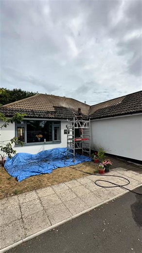 This bungalow had recently undergone a renovation but reused the original tiles that hadn’t been cleaned for years! #clean #cleaning #Roofing #satisfying | Almighty Shine