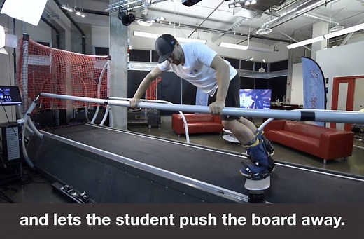 The ski and snowboard simulator has a special mode for power training. Bonus: the instructor can see every tiny movement in slow motion! See Chris and Josg from AASI explain how to use it! #PSIAAASI #SkyTechSport #skisimulator #snowboardsimulator | Skytechsport