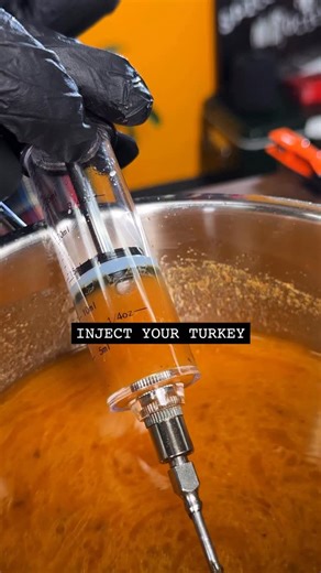 Fire & Smoke Society on Instagram: "Injection Recipe & Frying Tips ⬇️ 1 stick butter 1 cup chicken broth 2 Tbsp apple cider vinegar 2 Tbsp brown sugar 3 Tbsp Chica Licka Bam Bam seasoning In a pot over low heat, melt butter and add the rest of the ingredients. Stir for a few minutes, until the sugar is dissolved and mixture is steaming, but not boiling. Turn off heat and ready your turkey. We suggest using a smaller bird for frying, 8-11 pounds. Remove contents from turkey cavity and pat dry wit
