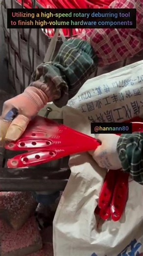 Watch this incredibly efficient deburring process as these industrial parts get their final polish.