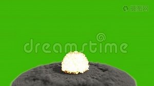 核弹的爆炸。 火灾、烟雾和蘑菇云的原子弹爆炸三维真实动画