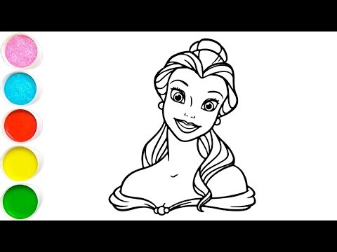 Cute princess belle drawing painting and colouring for kids and toddlers step by step for beginners