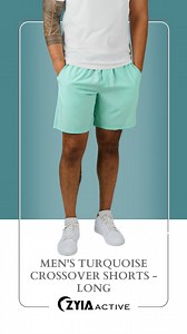 Men's Turquoise Crossover Shorts Long | 23543