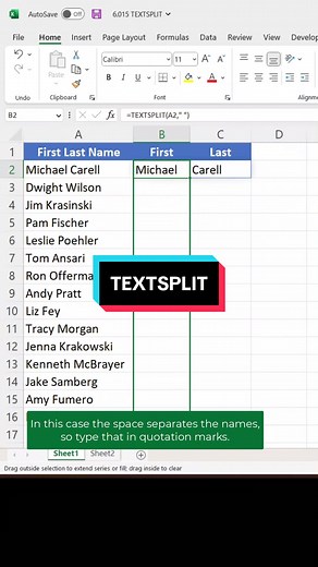 Excel Data Splitting Function: How to Separate Names Easily