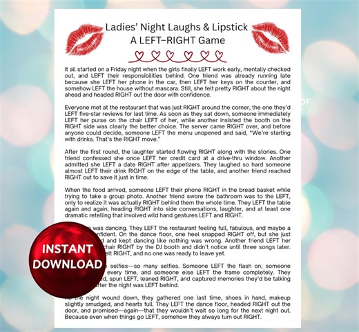 Ladies Night Out, Pass the Prize, Left Right Game, Girls Night Games, Margs and Matrimony - Etsy