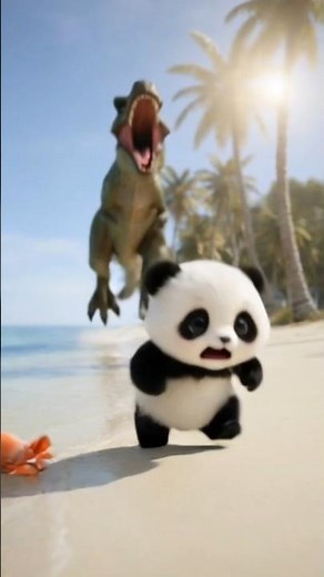 Panda Runs… But There’s a Dinosaur?! 😳