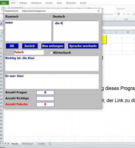 Create a vocabulary trainer in Excel VBA vvv