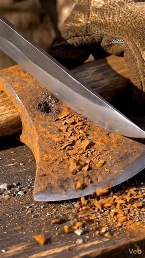 IRON AXE CUT WITH KNIFE | #asmr #sawblade #satisfying #viral #tools #shorts #fyp #mrbeast #ytshorts