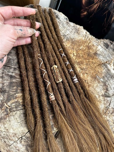 Human Hair Dreadlocks Extensions With Loops for Permanent or Non Permanent Install / Set of 10 Dreadlocks With Long Wispy Ends - Etsy