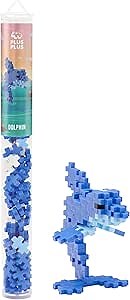 PLUS PLUS 3D Puzzle Building Block Set, 70 Mini Interlocking Pieces, Fun STEM Toys for Kids - Dolphin Mini Maker Tube