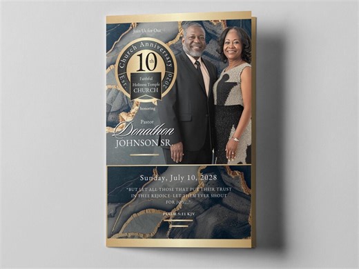 Onyx & Gold Church Anniversary Program Template (canva Editable) - Etsy