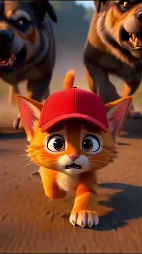 Cute Cat Gets Chased by a Dog. #sad #kitten #funnycats #meow