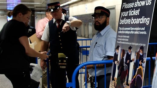 Quick check: LIRR examining tickets before boarding