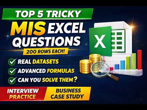 🔥Top 5 Tricky MIS Excel Questions with Dataset | Practice File with 200 Rows Each. #Excel #VBA
