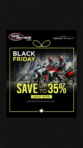 🔥 Black Friday = Big Savings at GP Bikes 🔥 Save up to 35% off select brands.* Gear up with trusted performance — built for real riders 🏍️💨 Shop now before it’s gone. *Excludes MAPP protected brands, vehicles, and gift cards. | GP Bikes Motorcycle PowerSports Authority