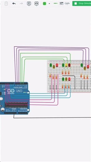 DIY 4-Way Traffic Signal Control System with Arduino using tinkercad simulation tool