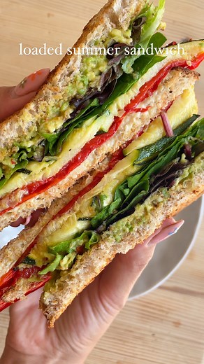 49K views · 491 reactions | Roasted veg & hummus loaded sandwich for...