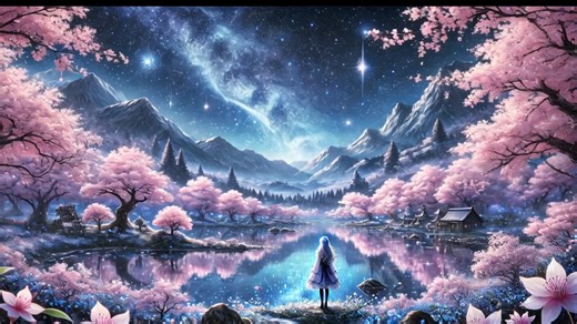 晚上一边赏樱花和星星一边放松身心🌸🌟【凯尔特音乐Lo-fi】轻松的BGM