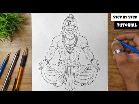 How To Draw Lord Hanuman Full Body Detail Step By Step Tutorial For Beginners ‪@AjArts03‬