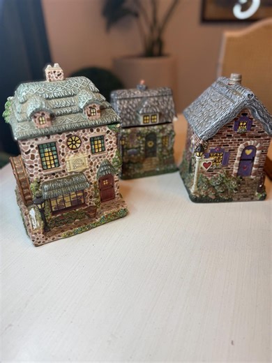 Thomas Kinkade Hawthorne Village Cottage Canister Set: Hand-painted Kitchen Decor - Etsy
