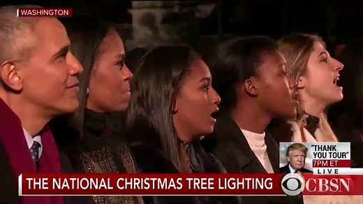 Chance the Rapper takes the stage at the 94th National Christmas Tree lighting, and Sasha Obama is loving it. | CBS News