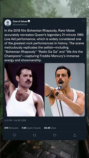 The Legendary Freddie Mercury Performance Recreated in Bohemian Rhapsody (2018) #Queen #Iconic