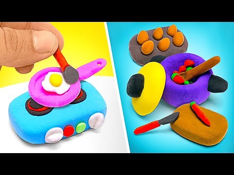DIVERTIDO DIY 🍳 Cocina en miniatura para muñecas hecha con arcilla || MANUALIDADES FÁCILES ✨