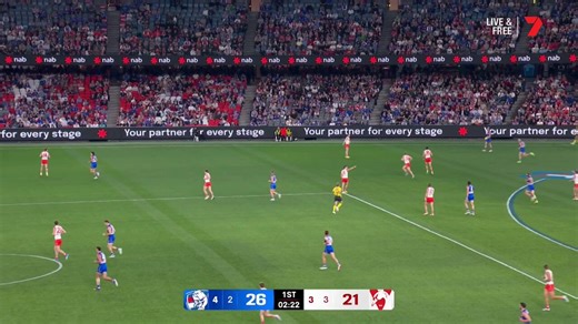 Nick Blakey conceded a 50-metre penalty following this incident with Will Lewis.#AFLDogsSwans