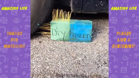 crushing floral foam with car: wet vs dry vs frozen satisfying asmr