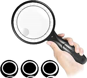 Magnifying Glasses with Light, 30x Magnifying Glasses for Reading Magnifying Glass High Power - USB Charging Lighted Magnifying Glass Magnified Glass Hand Held Magnifying Glass with The Llight
