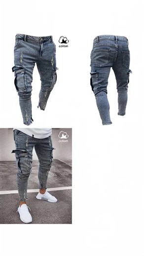 Men's Slim Fit Stretch Denim Jeans, Ripped Skinny Design, Vintage Raw Hem Style, Straight Leg Fashion, Comfortable Elastic Waist, Casual Wear #menspants #stretchyjeans #pacsunlowrisejeans #stretchjeans #oldnavyjeans #girlsdenimjeans #levisstyle #fashionjeans #jeanswallet #widelegdenim