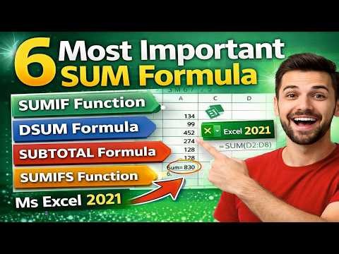 6 Most Important SUM Formulas in Excel 2021 | SUMIF, SUMIFS, DSUM & SUBTOTAL Functions