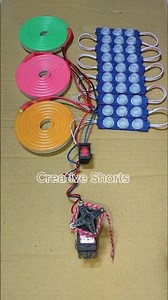 Powering 3 Neon Strip Light and 10 LED Light With Gear Motor Generator _ DC Motor #dcmotor #shorts