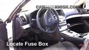 Interior Fuse Box Location: 2012 Infiniti G37 Journey 3.7L V6 Coupe