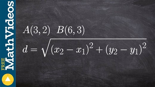 Determine the distance between two points using distance formula ex 1, A(3, 2) and B(6, 3)