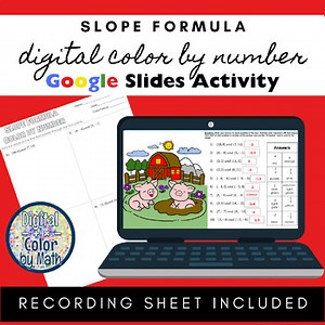 Digital Color by Number: Slope Formula Farm Animals