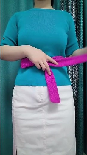 Quick Ways to Tie a Pink Knitted Belt on Your Skirt and Top Fashion Secrets