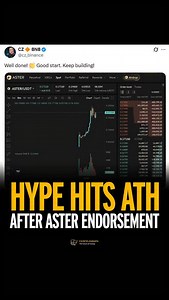 7.7K views · 44 reactions | ⚡ INSIGHT: $HYPE hits $60 ATH as CZ shills rival DEX $ASTER, up 350%. Follow @cointelegraph for more #crypto insights. | Cointelegraph | Facebook