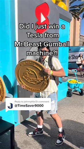 50K views · 1.2K reactions | Replying to @johnnybfor3 Tesla From Mr. Beast Gumball Machine？! #mrbeast #vidcon #cuttothechase #fyp #foryou | Time Saver | Facebook