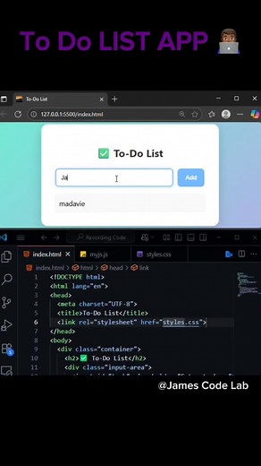 To Do App 🤭❤️📱 #jamesCodeLab #code #Efficiency #webdesign #LearnToCode #WebDesign #WebDevelopment | James Code Lab