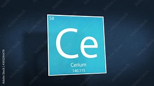 Periodic Table of Elements Cinematic Animated Series - Element Cerium hovering in space