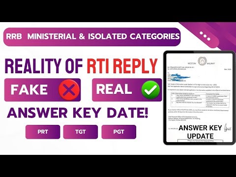 RRB PRT TGT PGT | Answer Key | RTI Reply Reality | Ministerial & Isolated Categories