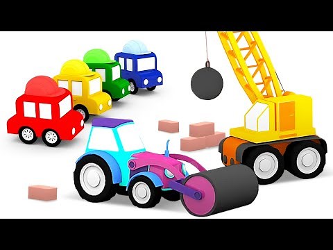 Dessins animés pour garçons. Les 4 petites voitures et les engins de chantier