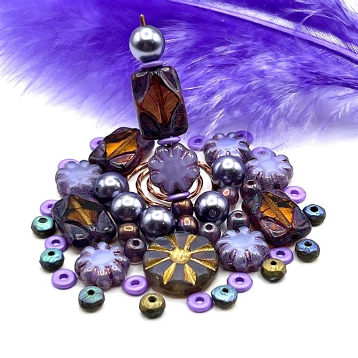 Lavender Honey Floral Beads, Curated Czech Glass for Jewelry - Etsy