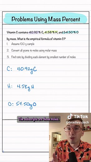 Solving Empirical and Molecular Formulas with Mass Percent in Chemistry