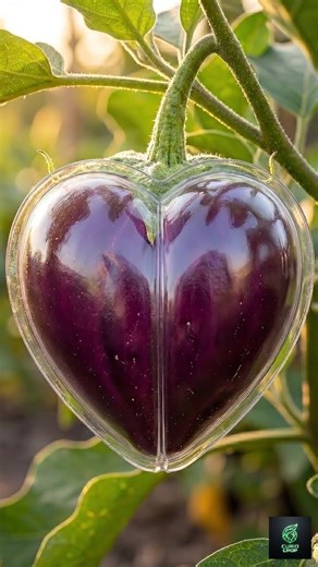 This Eggplant Grew Into a Perfect Heart Shape 🍆❤️ #satisfying #trending #shorts #eggplant