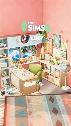I built a Lofi-style study room in Sims 4 #sims4 #showusyourbuilds #lofigirl #simspartner